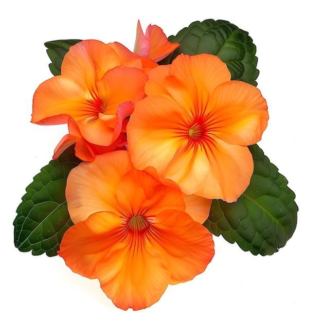 Impatiens Flor con color naranja y bicolor la flor Clipart aislado en blanco BG Natural