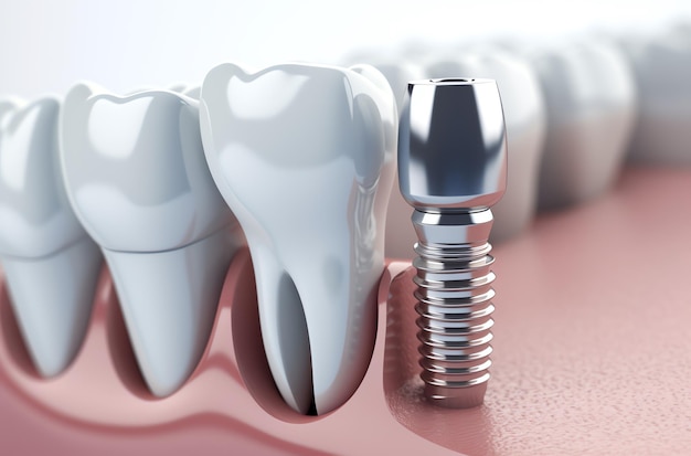 Foto un implante dental y dientes