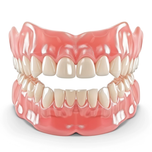 Foto implantos dentales completos extraíbles en 3d ilustración de la prótesis y los implantes