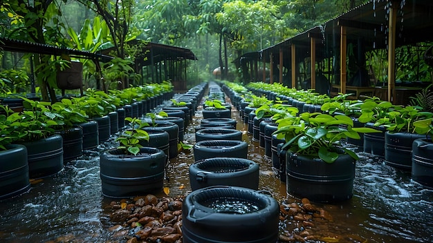 Foto implementação de uma unidade de filtração de tanques para coleta de água de chuva para promover a conservação da água conceito de filtrações de tanques de coleta de a água da chuva práticas sustentáveis de conservação de água