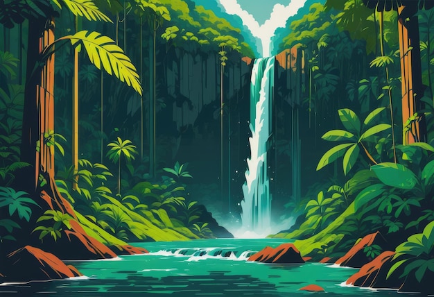 Una imponente cascada escondida en lo profundo de una exuberante selva tropical