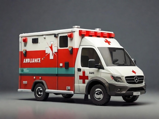 Foto impresión 3d aislada del coche de ambulancia