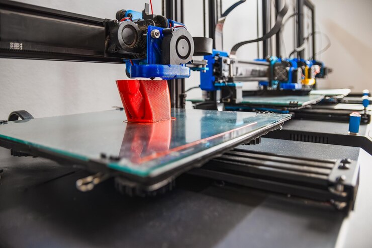 Foto impresión 3d en progreso fotografía de alta calidad de impresoras trabajando en fila
