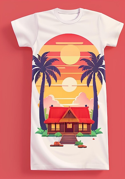 Foto una impresión de coconut tree sun sea en una camiseta