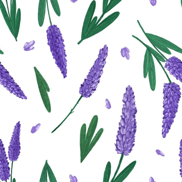 Impresión sin costuras de lavanda Impresión floral en estilo acuarela