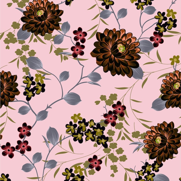 Impresión floral Vector ilustración vintage de flores azules deja patrón de marco para fondo fondo Moderno patrón sin costuras plantilla de moda para diseño o invitaciones de boda