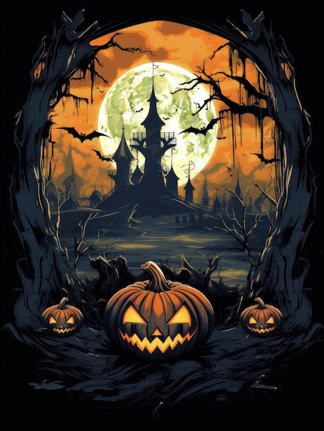 Impresión de fondo de terror de Halloween para camisetas