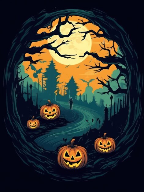 Impresión de fondo de terror de Halloween para camisetas