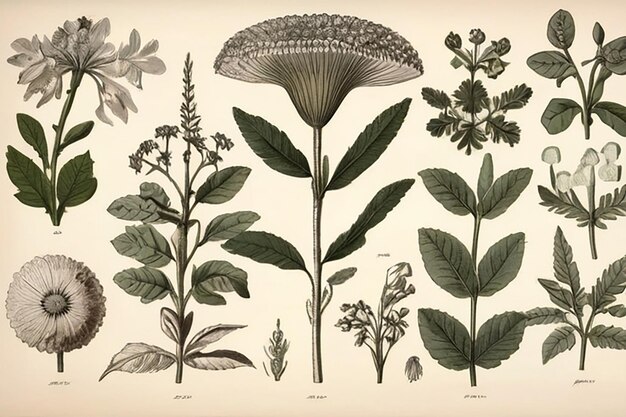 Impresión de grabado botánico