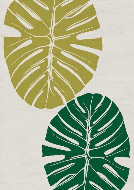 Impresión de hoja de flor de arte botánico recortada de Monstera