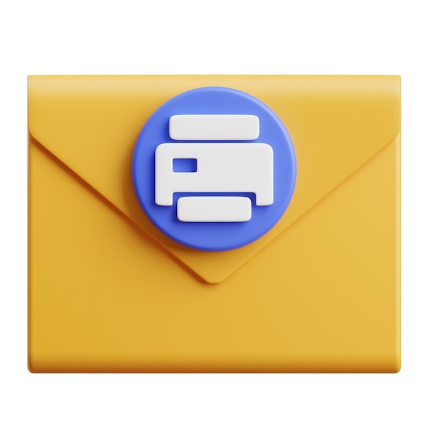 Impresión de íconos 3D de correo electrónico aislados Fondo blanco representación 3D