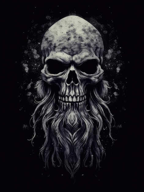 Impresión de ilustración de SkullHorror para camisetas AI generativa