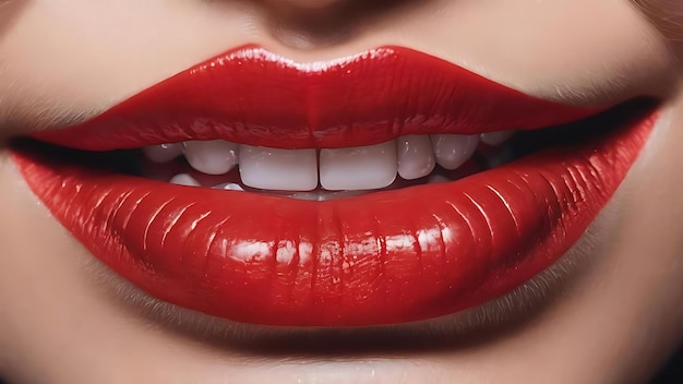 Impresión de labios rojos en blanco