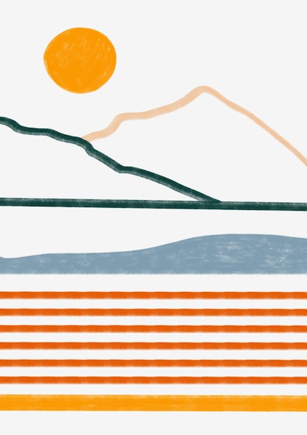 Impresión de póster de paisaje abstracto pintado a mano colorido