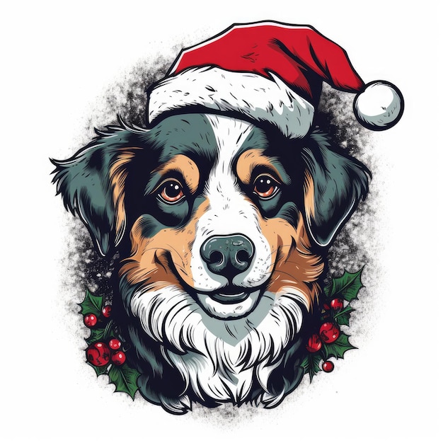 Impresión vectorial de cachorros de Navidad