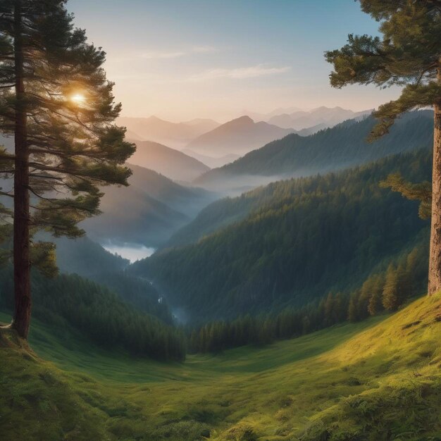 Impresionante amanecer sobre majestuosas montañas