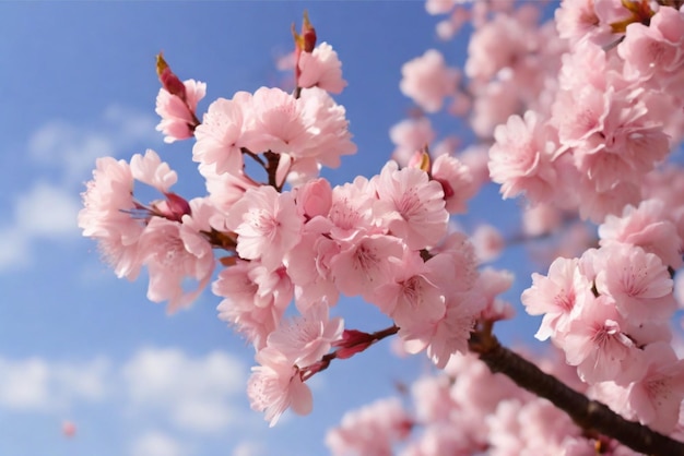 Un impresionante árbol de cerezas en plena floración sus delicados pétalos rosados bailando en la suave brisa