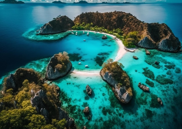 La impresionante belleza de las islas Banda dentro del archipiélago de las Molucas en Indonesia La escena se desarrolla con Pulau Gunung Api, una isla volcánica que domina el paisaje IA generativa