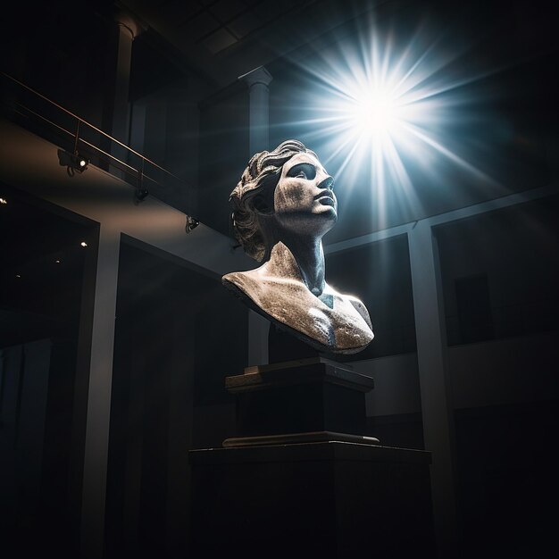 Foto un impresionante busto griego en un museo