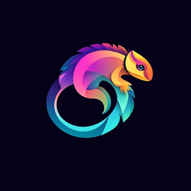 Un impresionante camaleón ilustrado con vibrantes patrones geométricos y colores