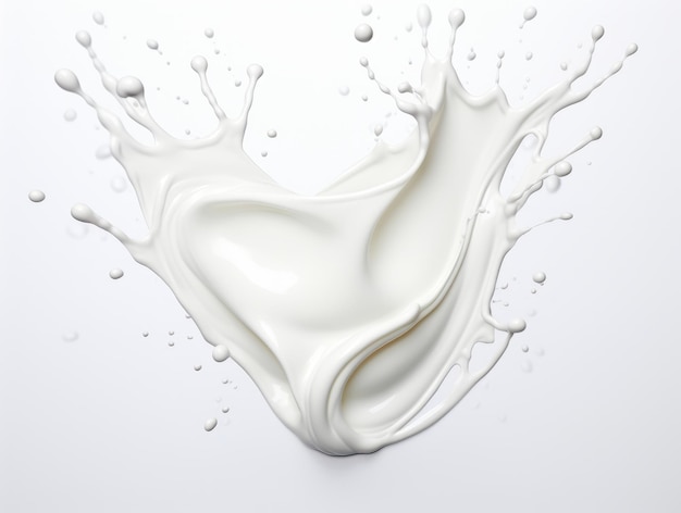 Impresionante captura El elegante baile de las gotas de leche sobre un fondo blanco puro