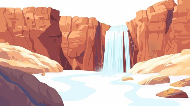 Impresionante cascada en el cañón Ilustración de IA generativa