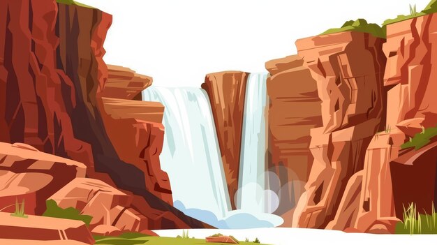 Impresionante cascada en el cañón Ilustración de IA generativa