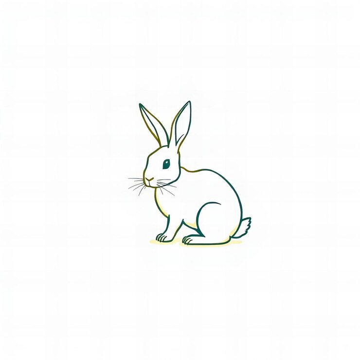 Foto impresionante dibujo sencillo de un conejo sobre un fondo blanco