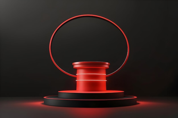 Impresionante diseño de maqueta de podio red light round en fondo negro