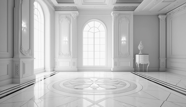 Impresionante diseño de piso de mármol blanco Generative Ai