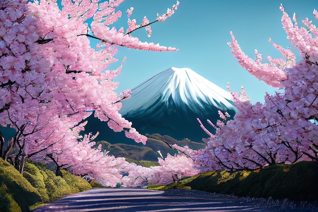 Impresionante flor de cerezo famosa de Japanes Generative Ai