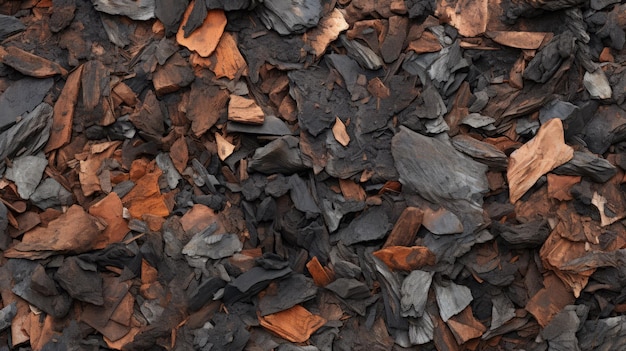 Impresionante fondo de astillas de madera en negro y marrón con acentos de carmesí y bronce