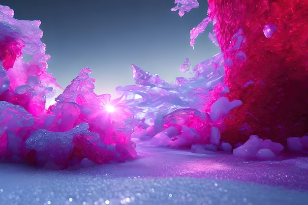 Impresionante fondo de hielo púrpura y rojo