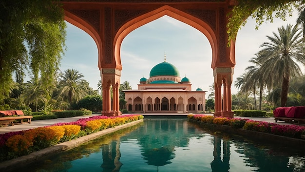 Un impresionante fondo de pantalla de paisaje de mezquita