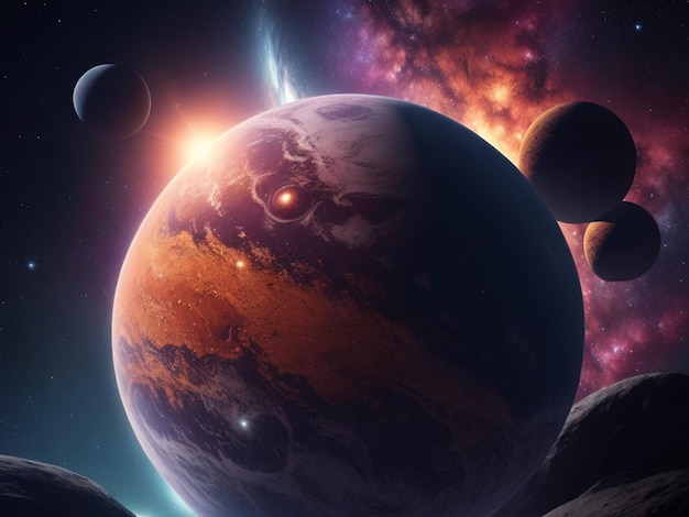 Foto impresionante fondo de pantalla realista de un planeta astrofotografía estrellada universo generado ai