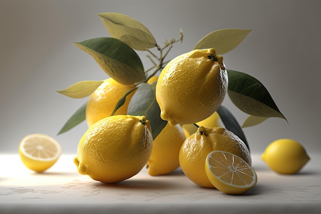 Impresionante foto de limones sobre un fondo blanco