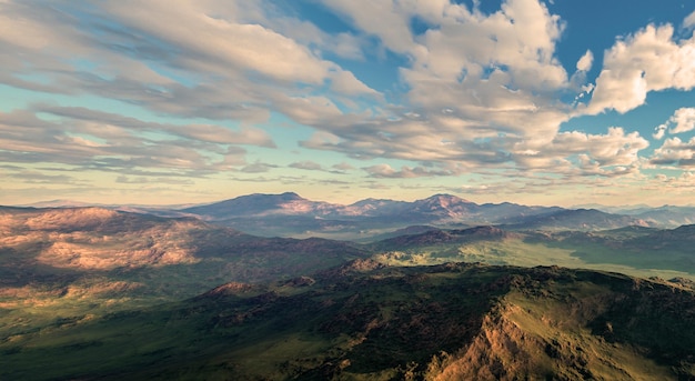 Impresionante foto panorámica del paisaje de montaña.