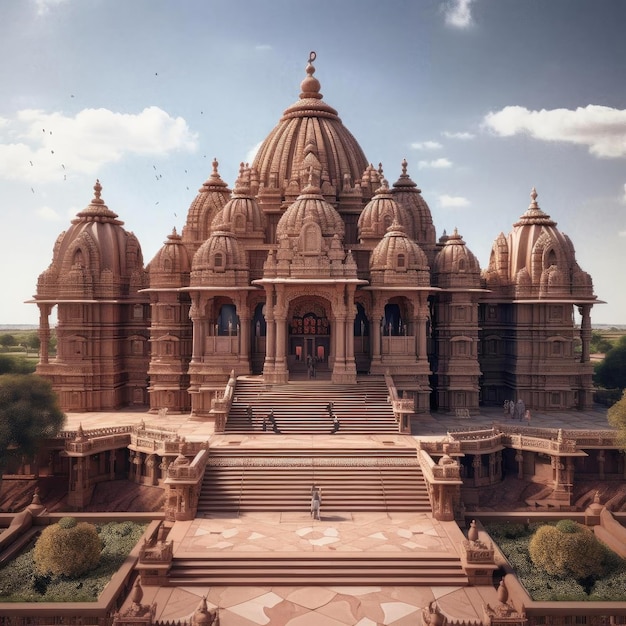 Una impresionante foto del Swaminarayan Akshardham, un magnífico mandir en Gujarat, India