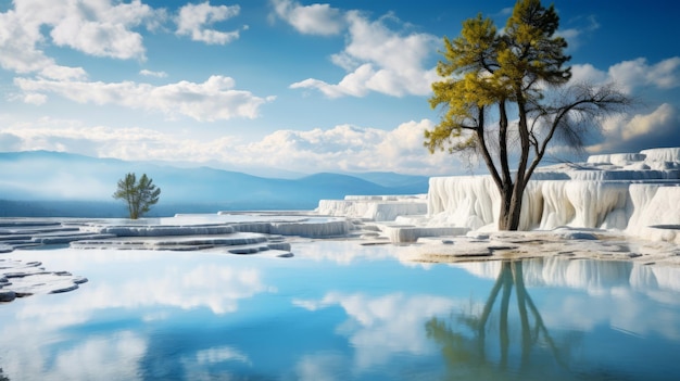 Impresionante fotografía del bosque de la cuenca de Pamukkale en Turquía