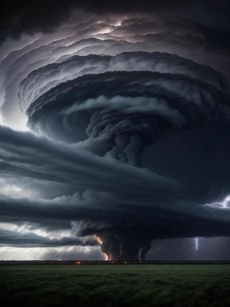 Foto una impresionante fotografía que captura la fuerza y la intensidad de un enorme tornado