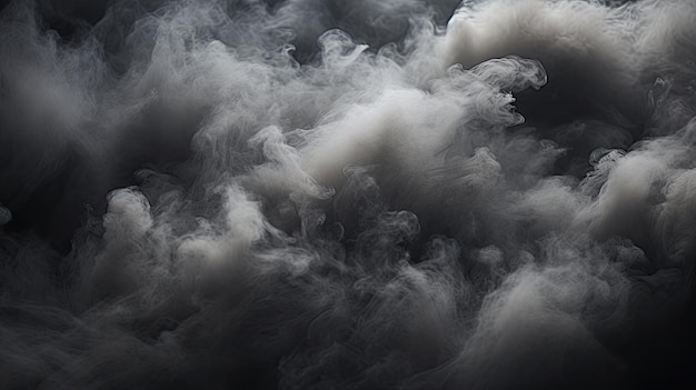 Impresionante humo blanco contra un telón de fondo oscuro hecho utilizando herramientas de IA generativas