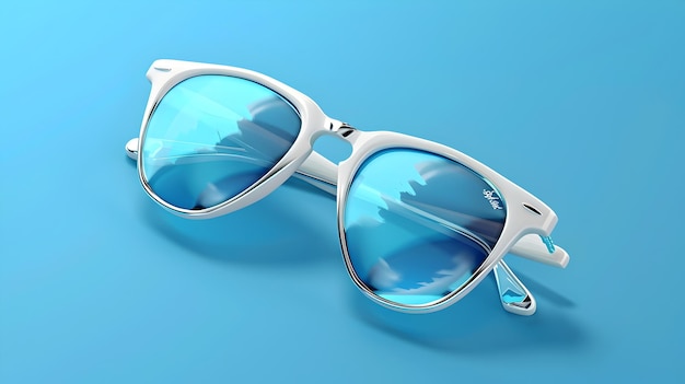 Impresionante icono 3D de gafas de sol reflectantes que capturan el resplandor del sol de verano en un diseño elegante y minimalista