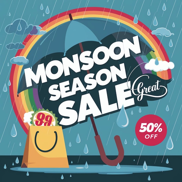 Una impresionante ilustración colorida de una portada de venta de monzones
