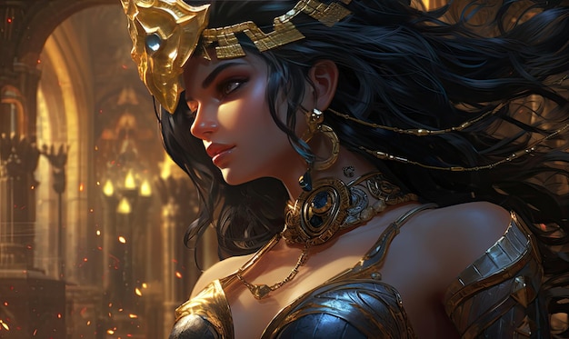 La impresionante ilustración de la diosa Ishtar irradia la belleza divina designe
