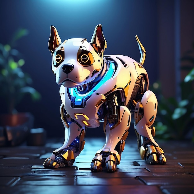 Impresionante ilustración de un perro robot que combina tecnología y ternura