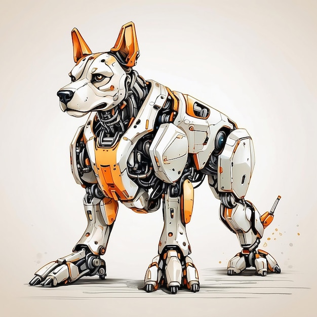 Impresionante ilustración de un perro robot que combina tecnología y ternura