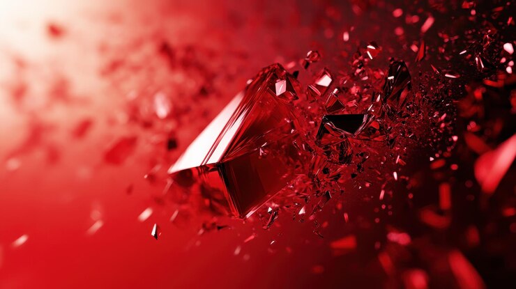 Foto impresionante imagen abstracta de cristales rojos rotos que muestran colores vibrantes y texturas dinámicas