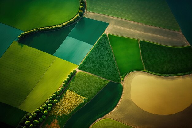 Impresionante imagen aérea de un exuberante campo agrícola