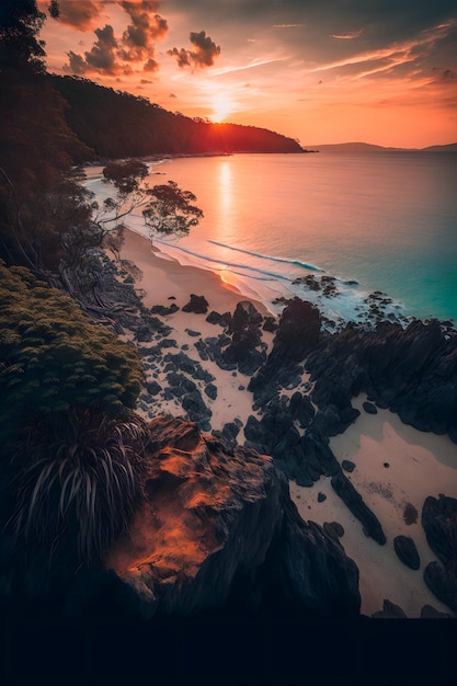 Esta impresionante imagen captura la belleza de la playa de Phuket durante la hora dorada.