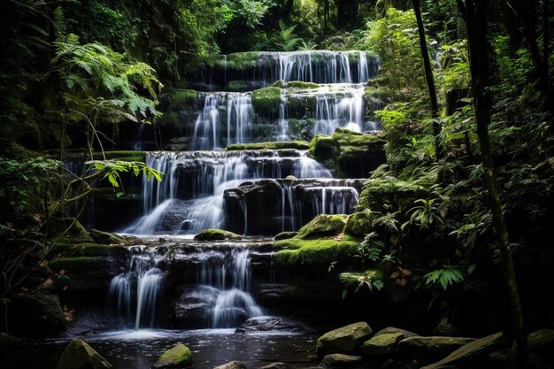 Impresionante imagen de una cascada en un bosque